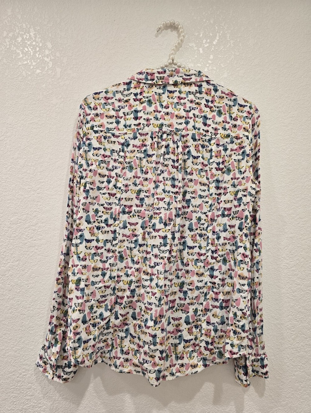 Anthropologie Maeve long-sleeve button-down Butterfly Print blouse US4 - Picture 3 of 5